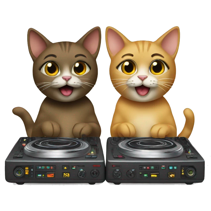 2 cats DJing  emoji