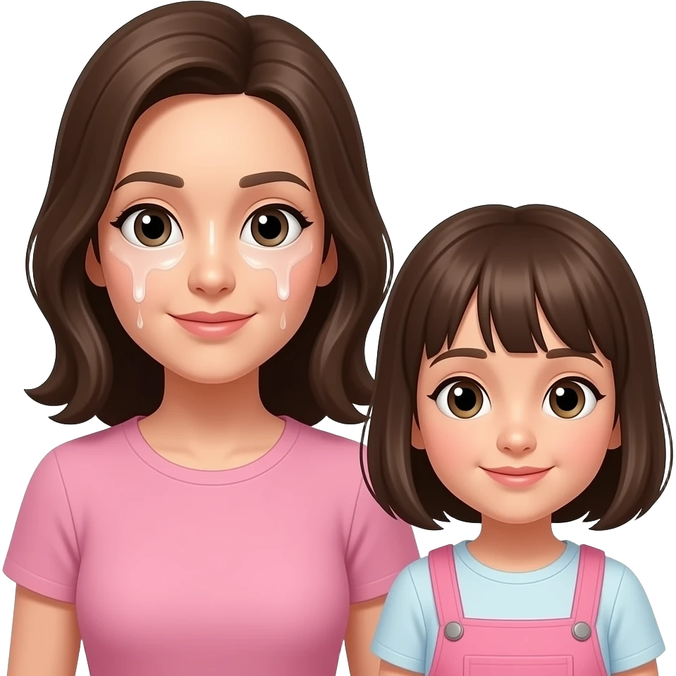 Mother and daughter, mothers face covered in cum emoji