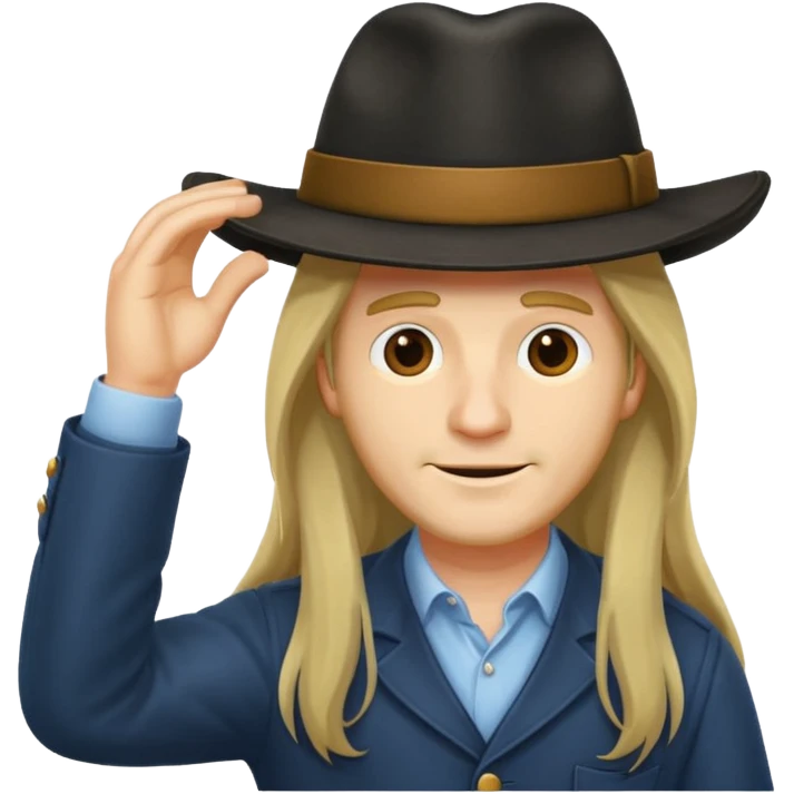 man with long hair tipping his hat emoji