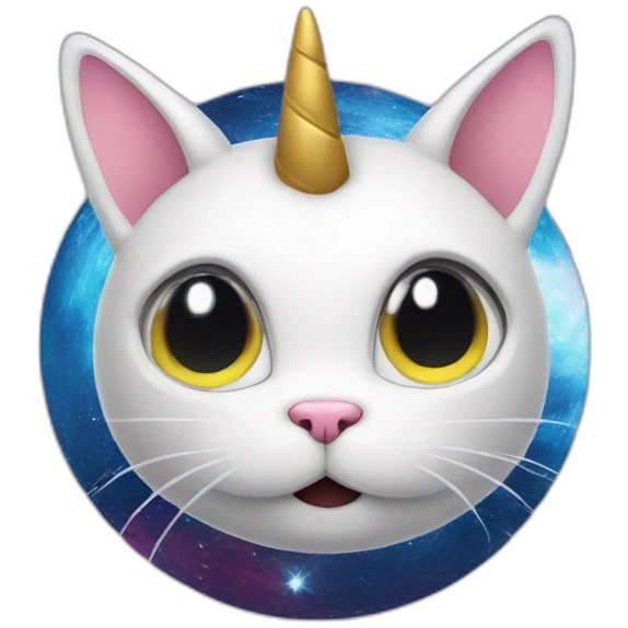 chat licorne dans l'espace emoji