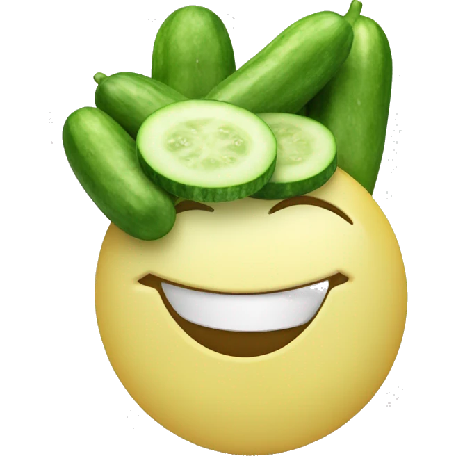 Smiling smiley with cucumbers on his eyes emoji