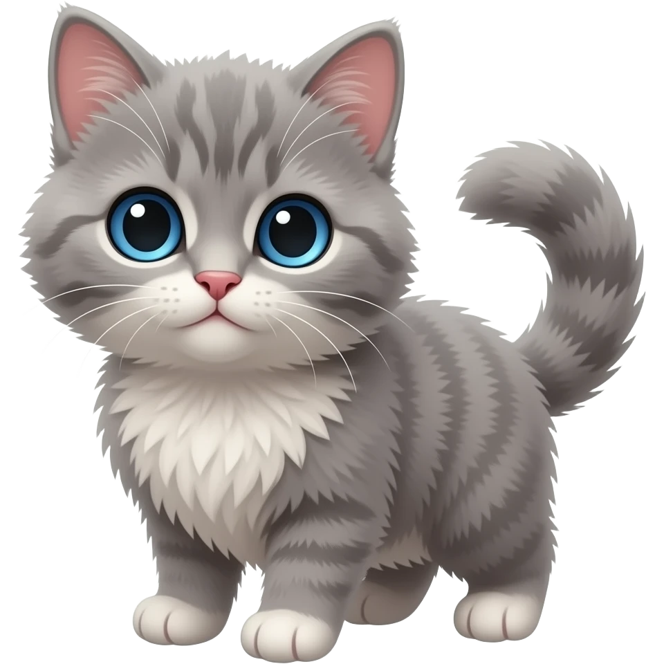 very fuzzy grey kitten emoji