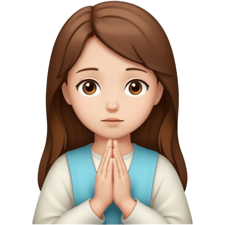 Girl brown hair praying emoji