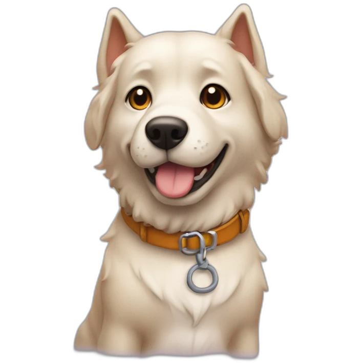 Chien tenant un chat en laisse emoji