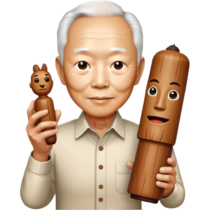 lee kuan yew holding a phallic totem emoji