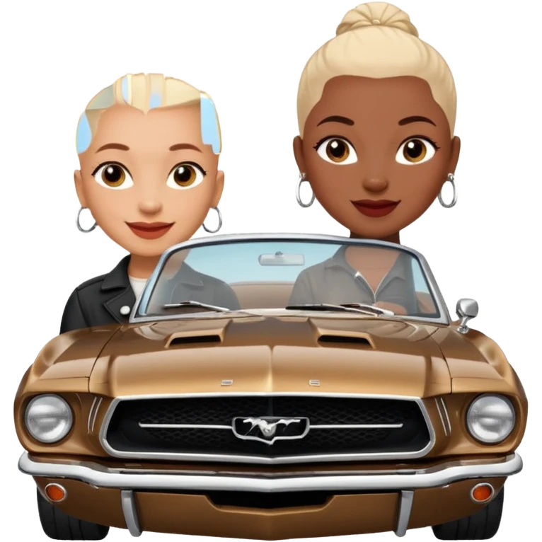 Classic mustang black female shaved head happy birthday emoji