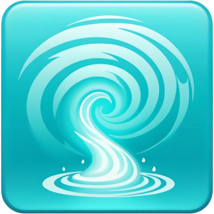 a Tiny compressed Stylized light-turquoise wind tornado symbol inside a pastel gradient white square icon, light turquoise borders emoji