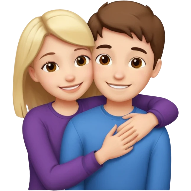 Boy and girl hugging each other in love emoji