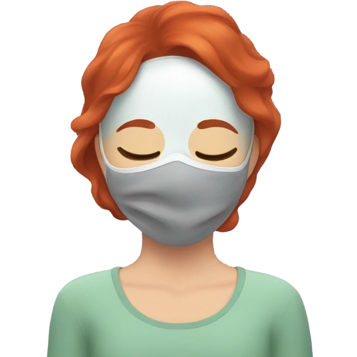 red hair girl face mask sleeping emoji
