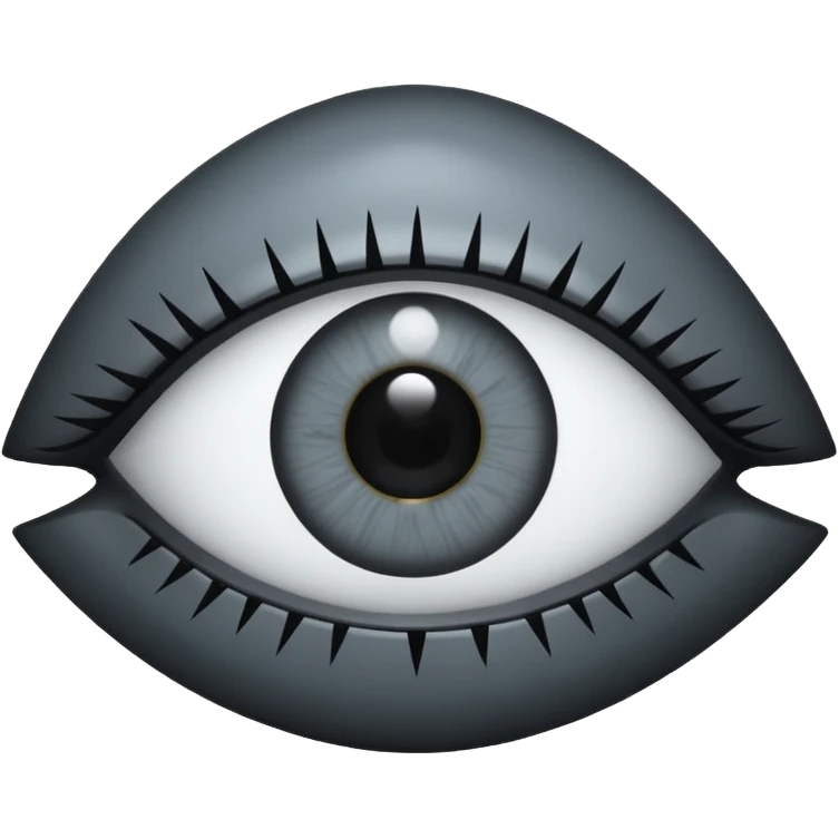 Minimal emoji, gothic futuristic eye, cold grey sclera, pupil replaced by a solid black number 8, occult cyber aesthetic, sharp clean lines, flat emoji design, centered, transparent background emoji