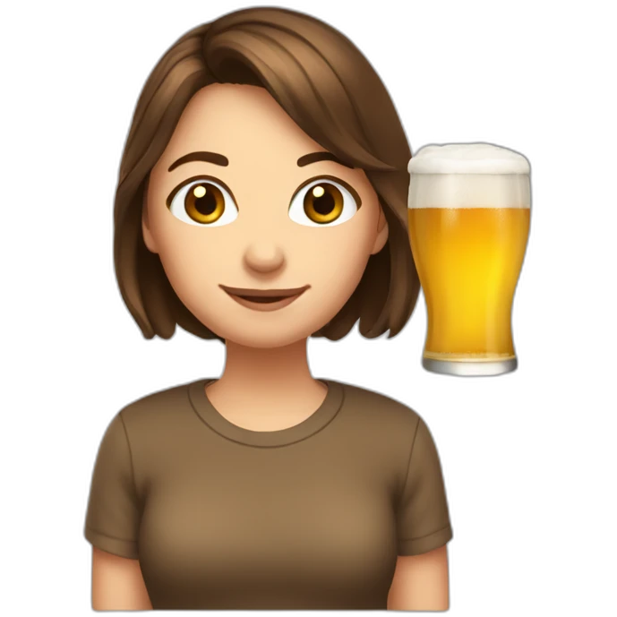 Brown middle hair 2023 Laura and her beer emoji