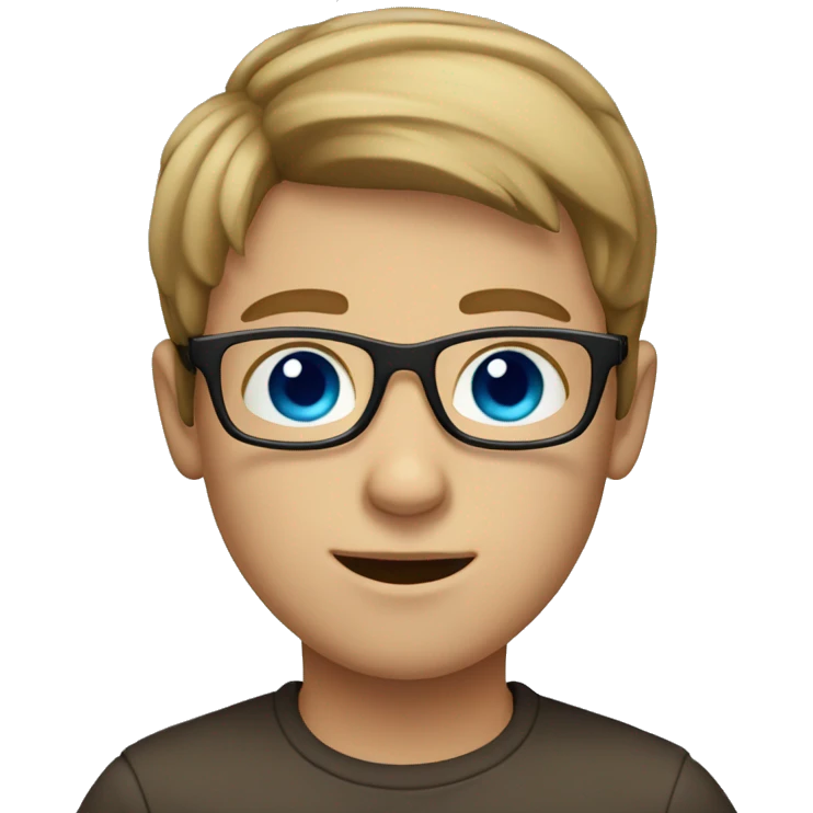 Boy with blue eyes and glasses and light brown hair  emoji