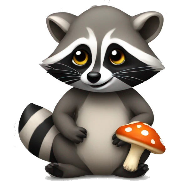 Raccoon holding mushroom emoji