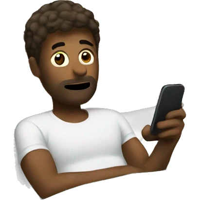 guy laying in bed on phone emoji