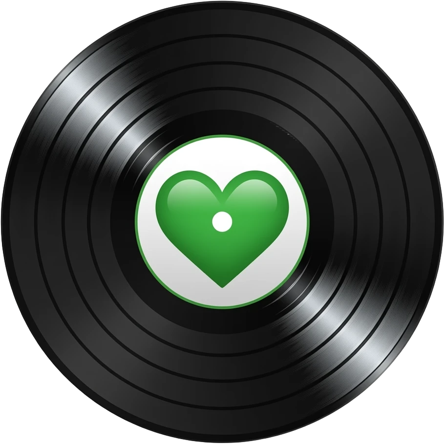 vinyl with a Big heart green in the middle. it should cover half of the size of the vinyl emoji
