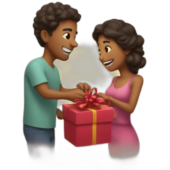 latin couple opening gift emoji