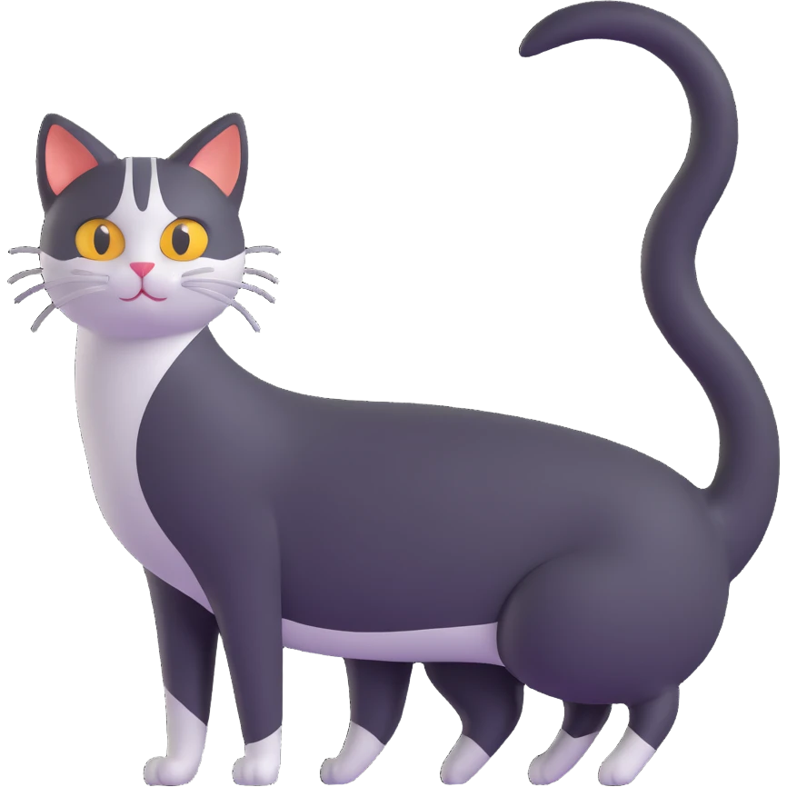 stretching cat with its tail up emoji