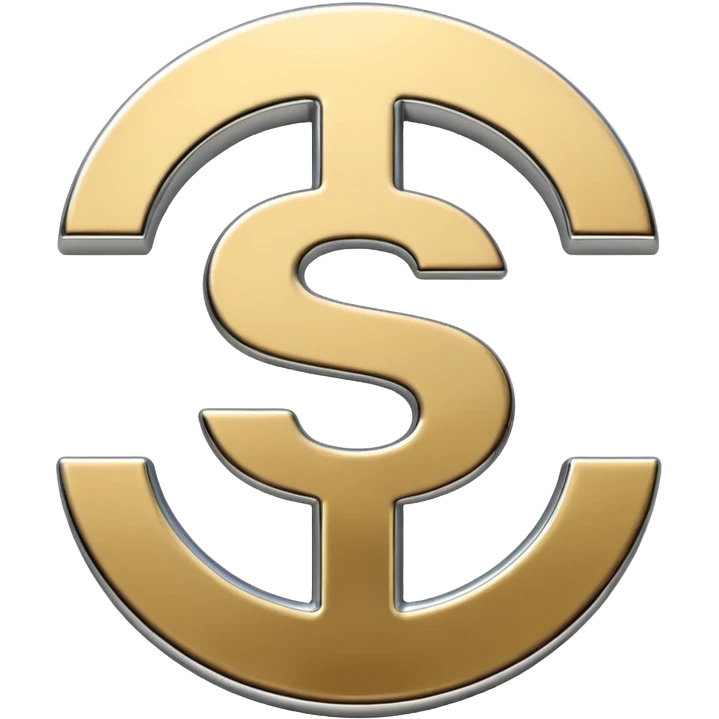 A double dollar sign emoji made of polished silver chrome, smooth metallic surface, glossy reflections, luxury swag vibe, minimal iOS emoji style, centered on white background emoji