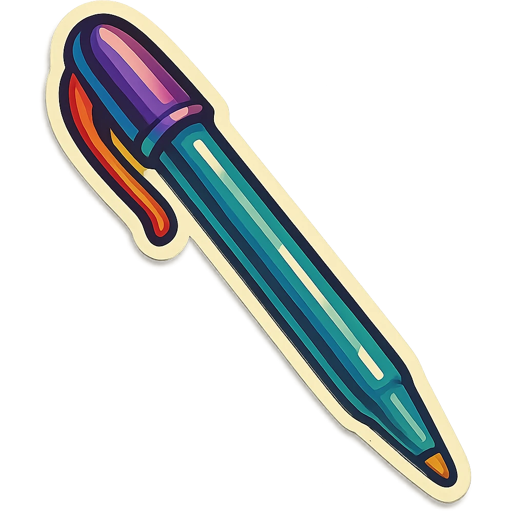 long gel pen, retro stickers style, soft rounded shapes, expressive contours, vintage color palette, light paper texture, shadows and highlights, transparent background emoji