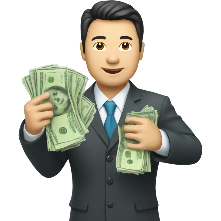 kazakh businessman with money in hands emoji
