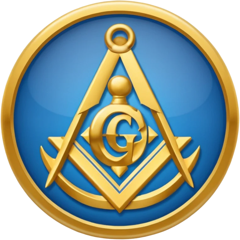 Masonic Square and Compass, classic gold and blue, simple Apple emoji style emoji