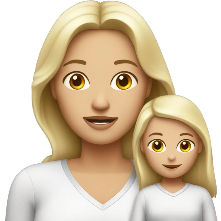 White Mother with 2 white girls  emoji