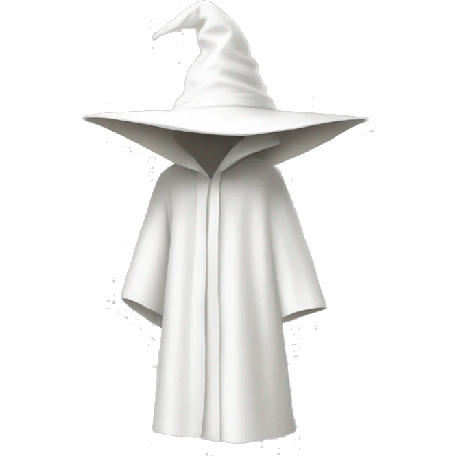 White robe with a white pointy hat that covers face  emoji