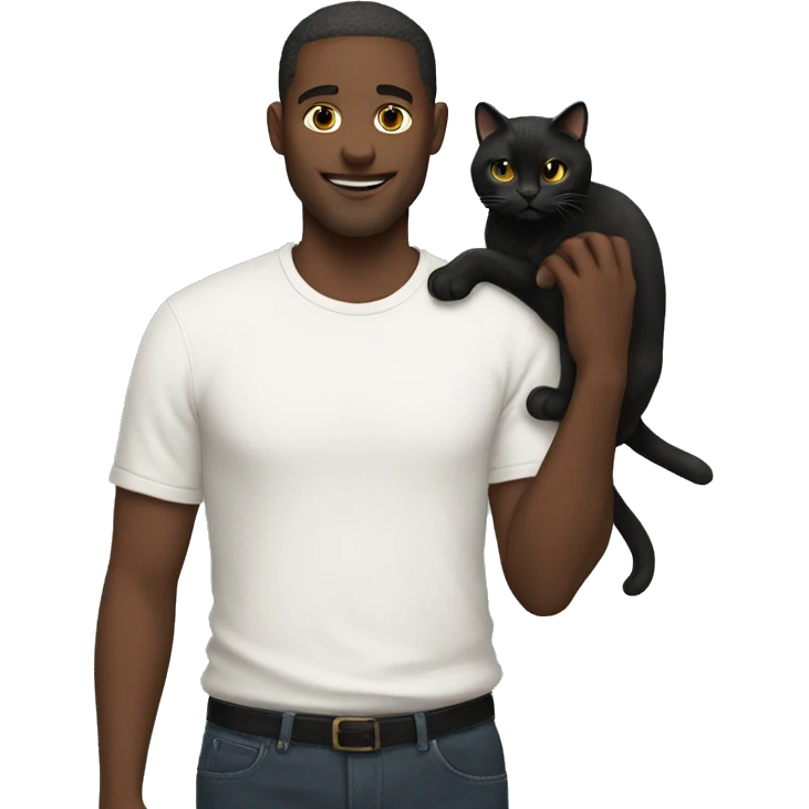 White men holding two black cats  emoji