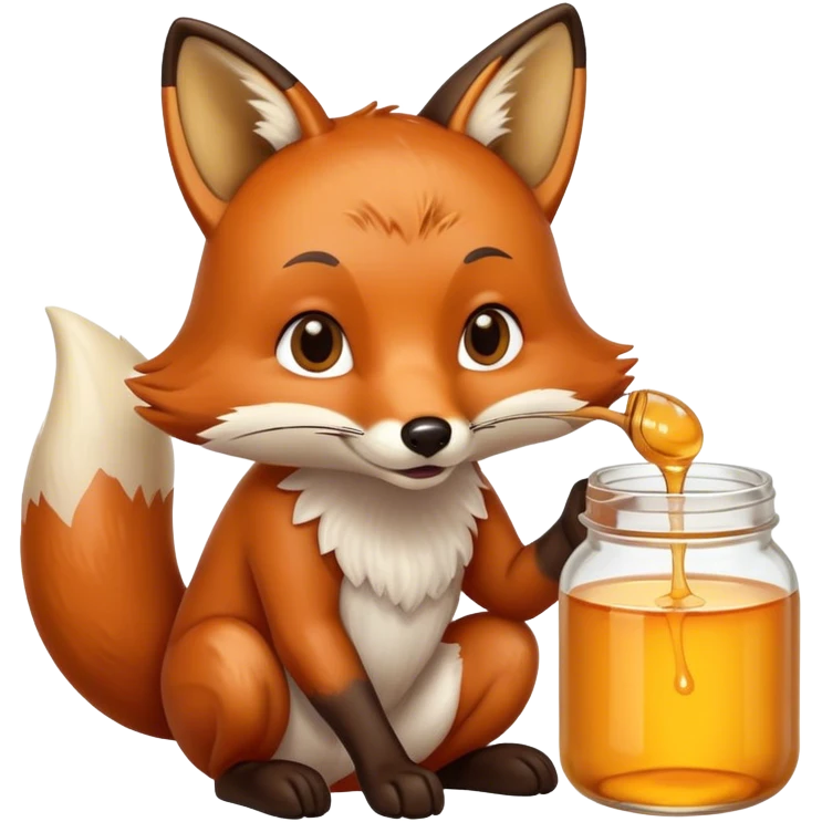 Fox eating honey from a jar emoji