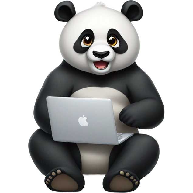 muscle panda bear with macbook emoji