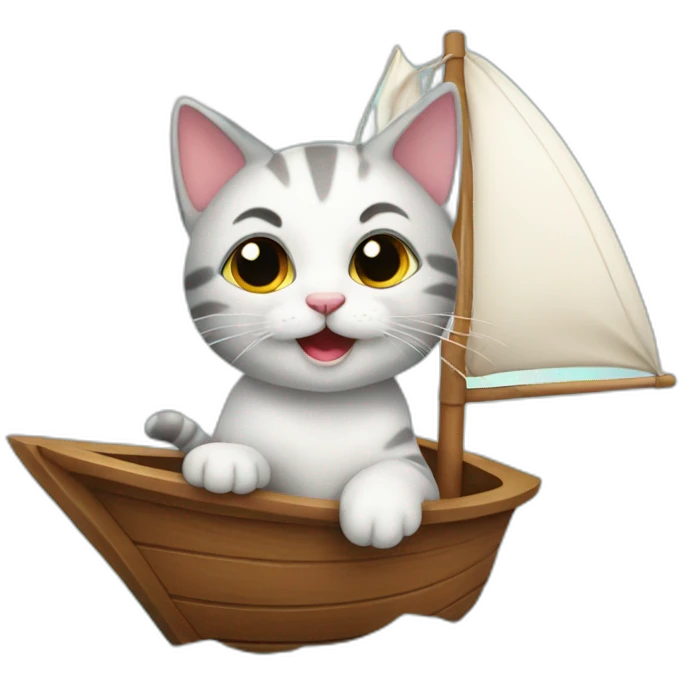 Very cute kitten sailing on a boat emoji