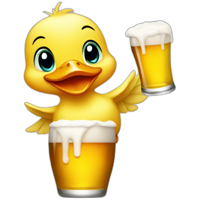 baby duck balancing a beer emoji