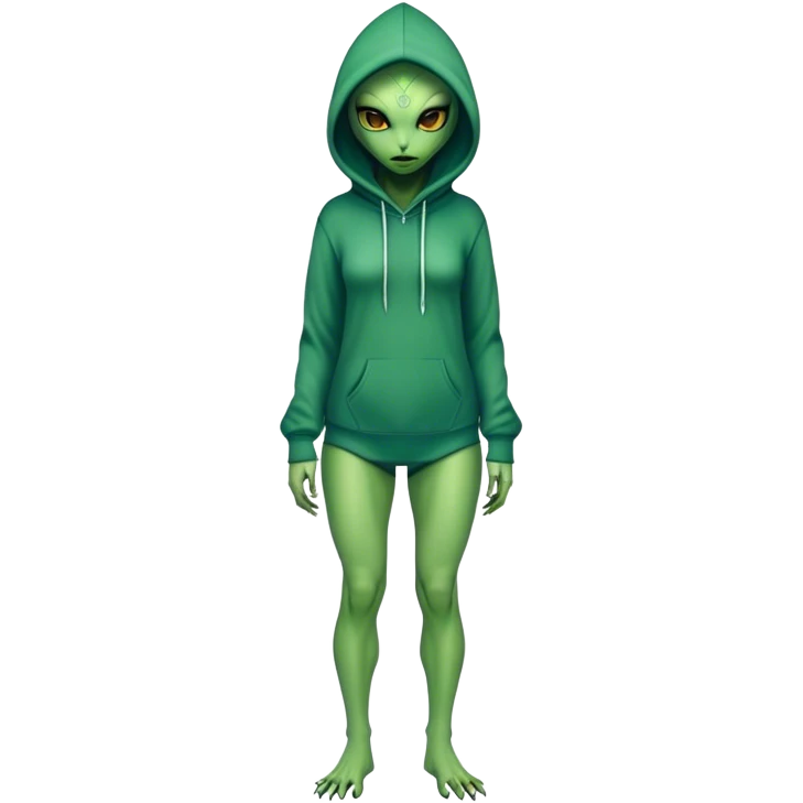 reptilian alien woman in a hoodie, full body, full figure emoji