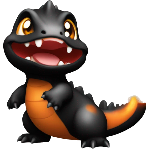 Black Shiny Charmander with a flame on its tail-tip emoji