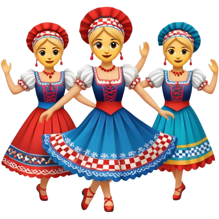 Cinematic Realistic Linđo Dance Emoji, depicted as a traditional Croatian folk dance with lively movements and colorful costumes, rendered with dynamic textures and vibrant festive lighting that captures its cultural vibrancy. emoji
