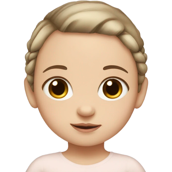 baby girl with straight brown pigtails ponytails and big brown eyes and pale white skin emoji
