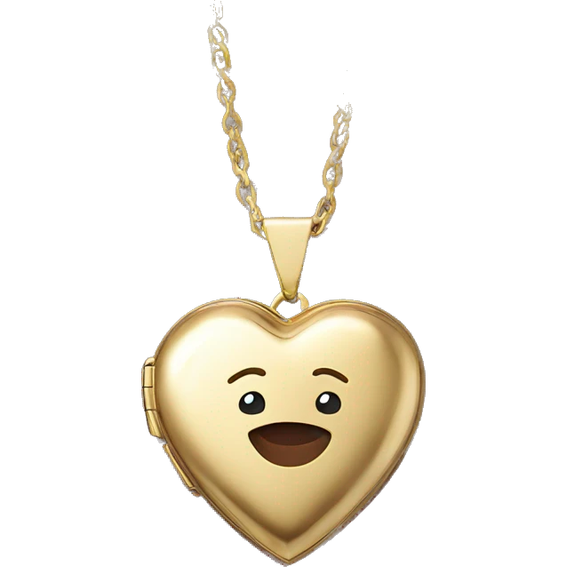 gold with burgundy accents heart shaped locket emoji