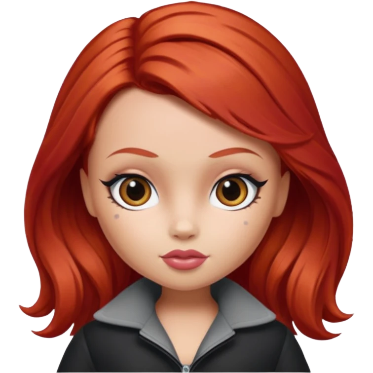 Bratz doll with red hair and a mole emoji