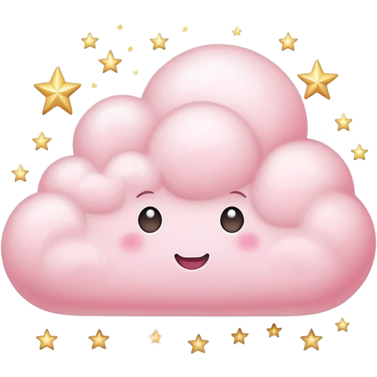 pastel pink fluffy cloud with sparkling stars emoji