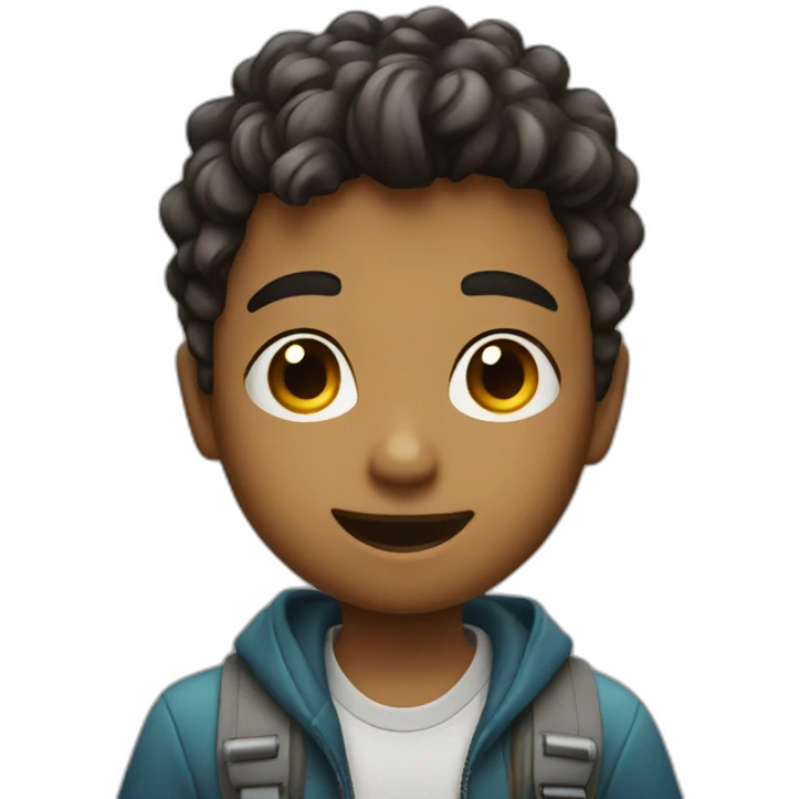 Young boy taking selfie emoji