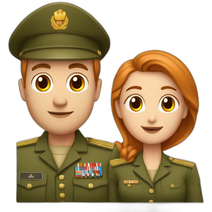 Un couple avec un mari militaire roux  emoji