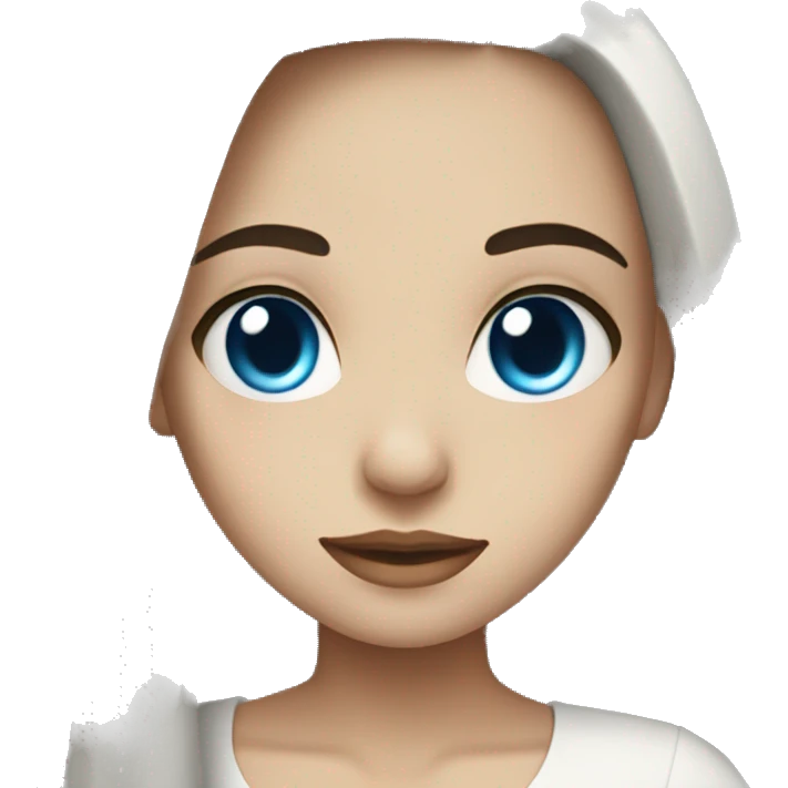 girl with blue eyes, long black hair in a light blouse emoji