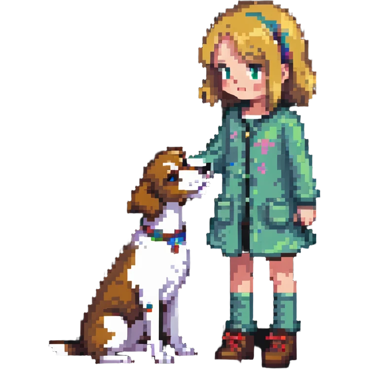 girl petting dog, friendship emoji