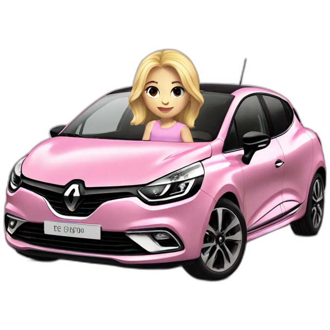 cute blond girl in renault clio pink emoji