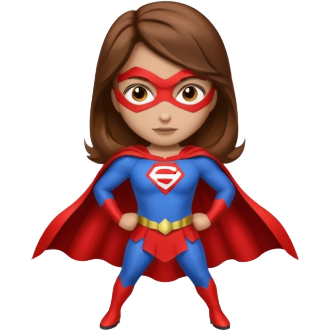 fille superheros cheveux bruns long et lisse emoji