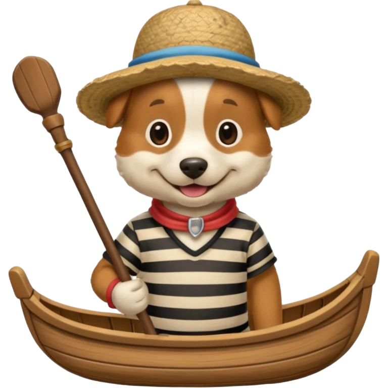 dog wearing gondolier striped shirt and hat emoji
