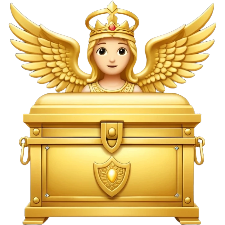 the Ark of the Covenant, ornate golden chest with cherubim, glowing emoji