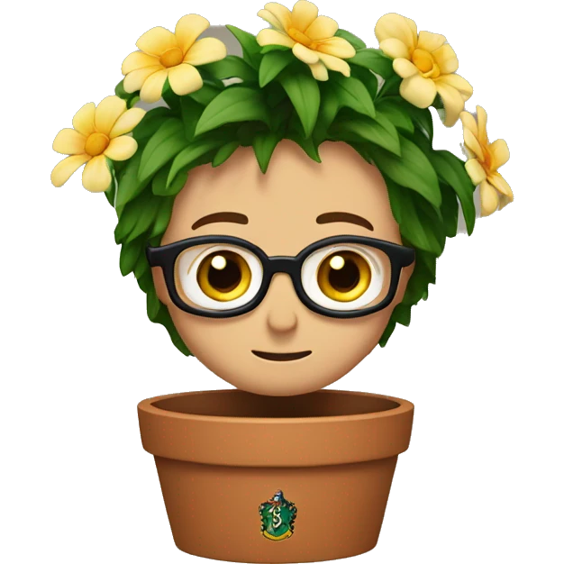 A Harry Potter is sitting in a flower pot emoji