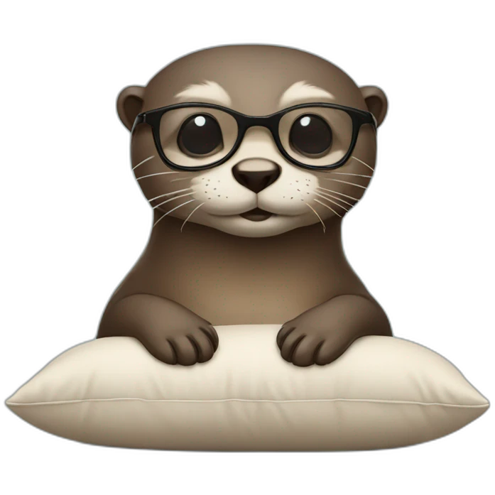 otter with glasses lean against a pillow emoji
