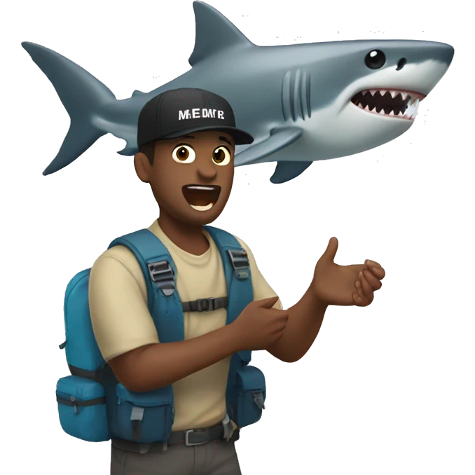 Me  catching a shark emoji
